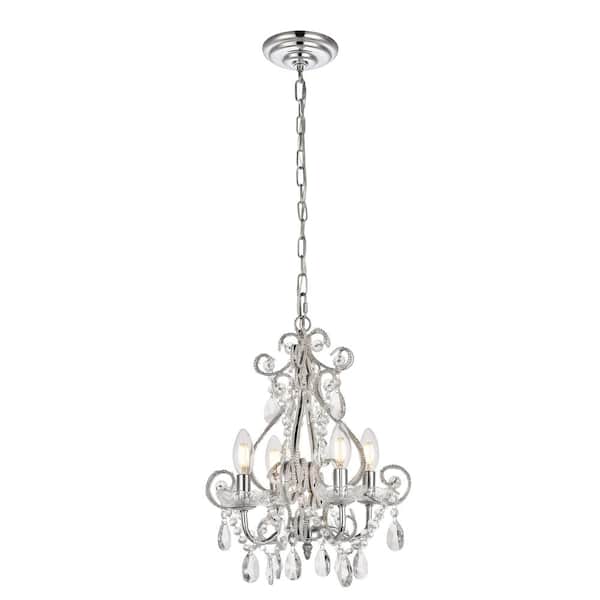 Unbranded Timeless Home 12.6 in. 4-Light Chrome Pendant Light, Bulbs Not Included