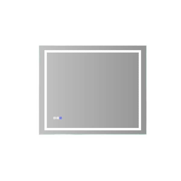 ES-DIY 30 in. W x 36 in. H Medium Rectangular Frameless Anti-Fog Wall Bathroom Vanity Mirror in Silver