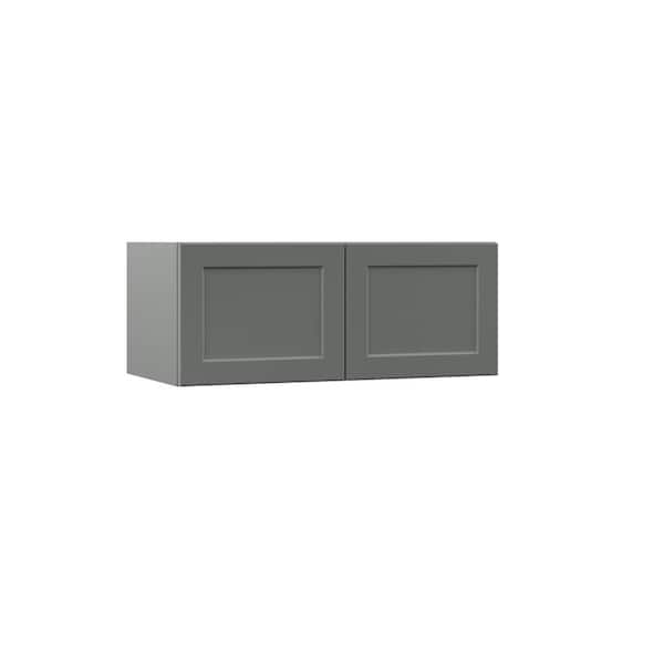 Hampton Bay Designer Series Melvern Storm Gray Shaker Assembled Deep Wall Bridge Kitchen Cabinet (30 in. x 12 in. x 15 in.)