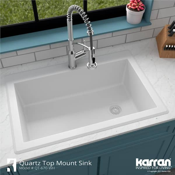 Karran Drop-In Quartz Composite 33 in. 1-Hole Single Bowl Kitchen