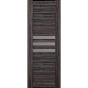 Dome 18 in. x 84 in. No Bore Solid Composite Core 3-Lite Frosted Glass Gray Oak Wood Composite Interior Door Slab