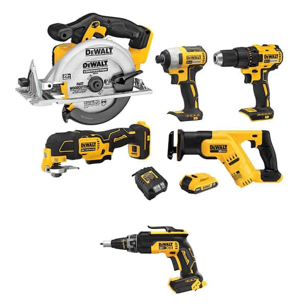 20-Volt MAX Lithium-Ion Cordless Combo Kit (5-Tool) and 20V MAX XR Brushless Screw Gun with 2.0 Ah Battery and Charger