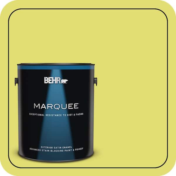 BEHR MARQUEE 1 gal. #400B-4 Citron Satin Enamel Exterior Paint & Primer