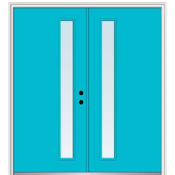 MMI Door 64 in. x 80 in. Viola Left-Hand Inswing 1-Lite Clear Low-E Painted Fiberglass Smooth Prehung Front Door