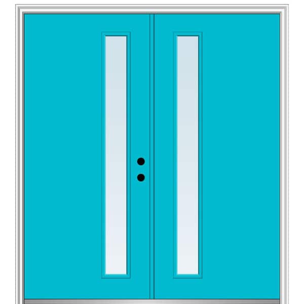 MMI DOOR 64 in. x 80 in. Viola Left-Hand Inswing 1-Lite Clear Low-E Painted Fiberglass Smooth Prehung Front Door