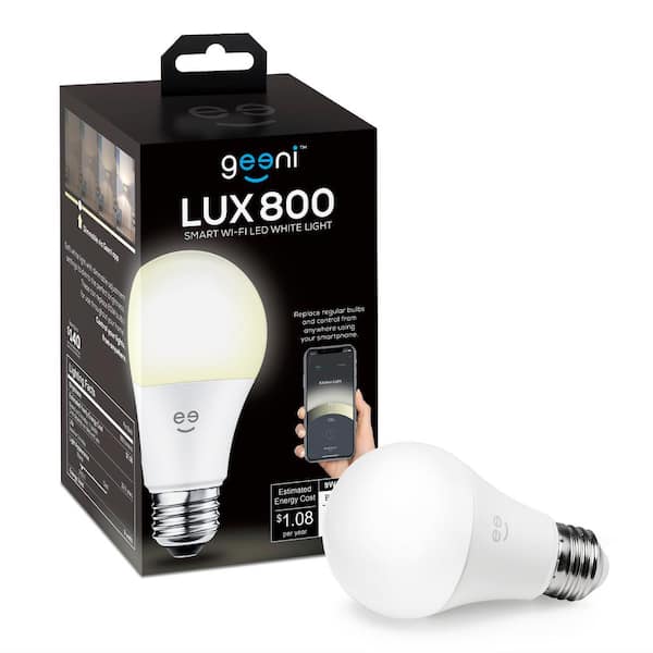 Geeni LUX 800 60W Equivalent White Dimmable A19 Smart LED Bulb