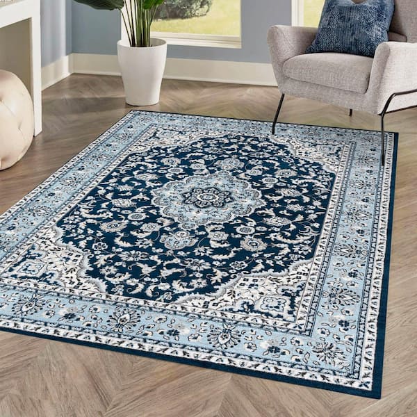JONATHAN Y Palmette Modern Persian Floral Navy/Blue 3 ft. x 5 ft. Area Rug  MDP503D-3 - The Home Depot