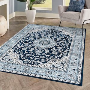 Palmette Modern Persian Floral Navy/Blue 4 ft. x 6 ft. Area Rug