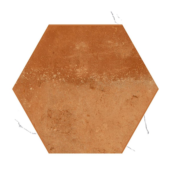 Aureole 4 in. x 5 in. Matte Terra Mauve and White Porcelain Hexagon Sample Tile