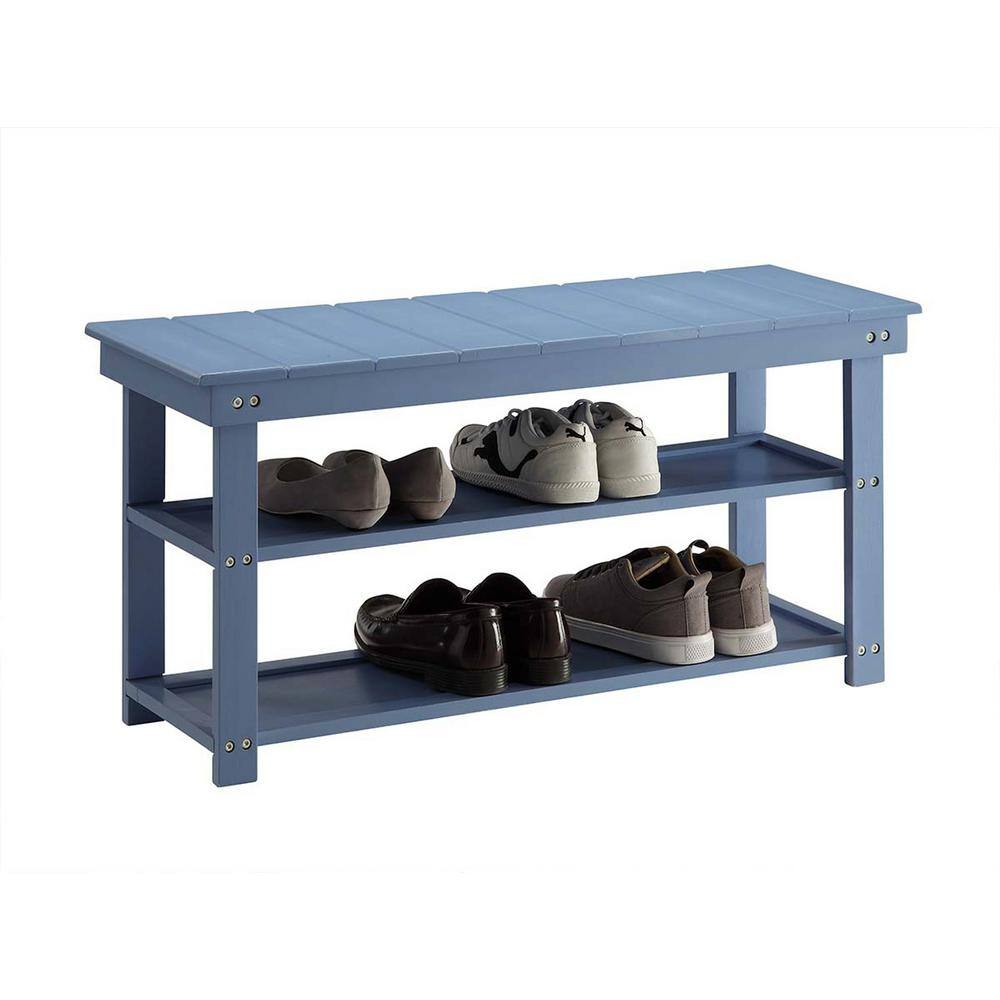 Contemporary Blue Oxford Mudroom Bench with Storage Shelves