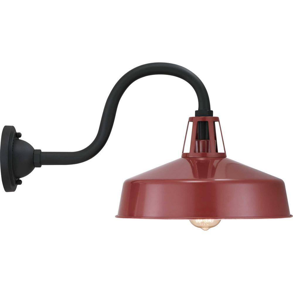Cedar Springs Red Aluminum Outdoor Wall Lantern with White Shade