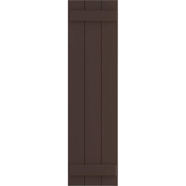 Ekena Millwork TruFit PVC 16.125 in. W x 27 in. H Board and Batten Shutters Pair in Raisin Brown