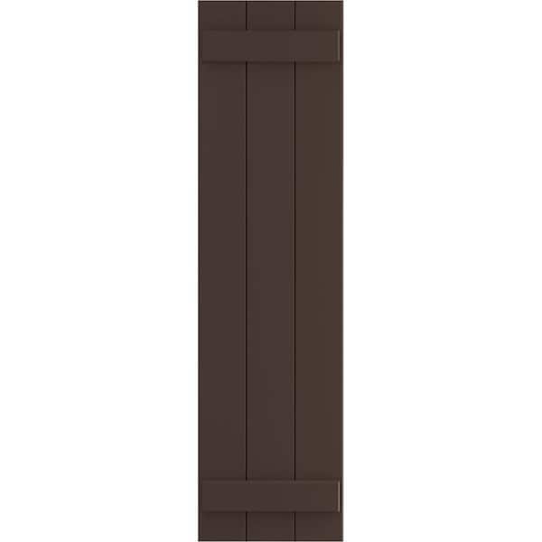 TruFit PVC 16.125 in. W x 63 in. H Board and Batten Shutters Pair in Raisin Brown