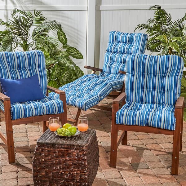 Blue and white discount striped outdoor chair cushions