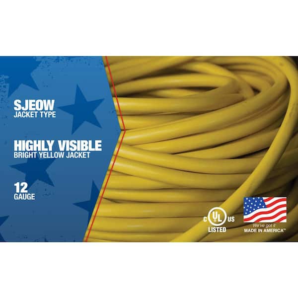 Utilitech 50-ft 14 / 3 Medium Duty 3 Prong Yellow Outdoor Extension Power Cord | UTP511730