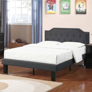 Charcoal Gray Polyfiber Upholstered Full Size Bed
