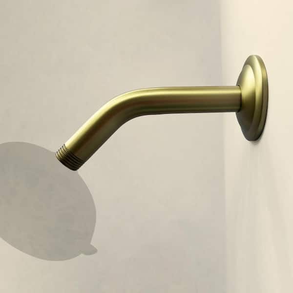 1/2 NPT x 4.8 in. Round Wall Mount Shower Arm with Sure Grip Flange in Brushed Gold (1-Pack)
