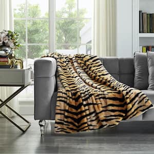 Charli Tiger Throw Printed Rabbit Fur 100% Polyester 50 in. x 60 in.