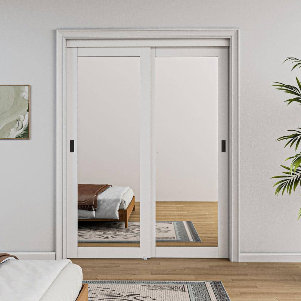 ARK DESIGN 60 in. x 80 in. Solid Core 1-Lite Mirror White Primed
