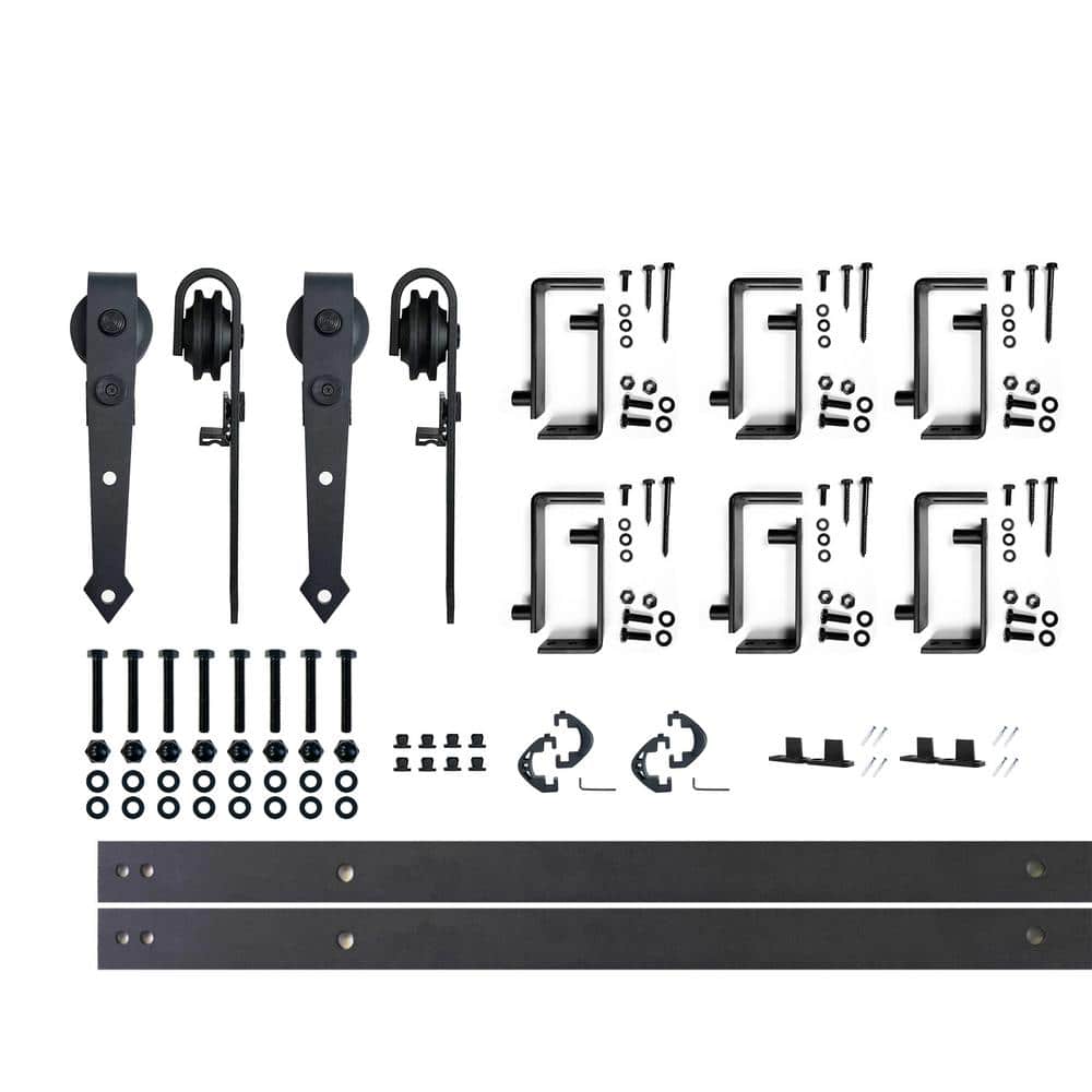 7.5 ft./90 in. Black Rustic Double Track Bypass U-Shape Sliding Barn Door Hardware Kit - Arrow Design Roller price history on PriceWatchPro