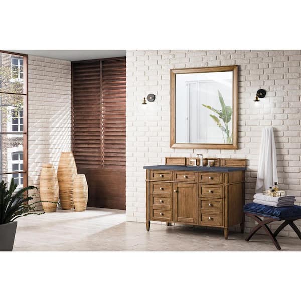 Brittany 48.0 in. W x 23.5 in. D x 34 in. H Bathroom Vanity in Saddle Brown with Charcoal Soapstone Quartz Top