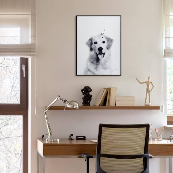 Empire Art Direct Golden Retriever Black and White Pet Paintings on  Printed Glass Encased with a Gunmetal Anodized Frame AAGB-JP1030-2418 - The  Home Depot