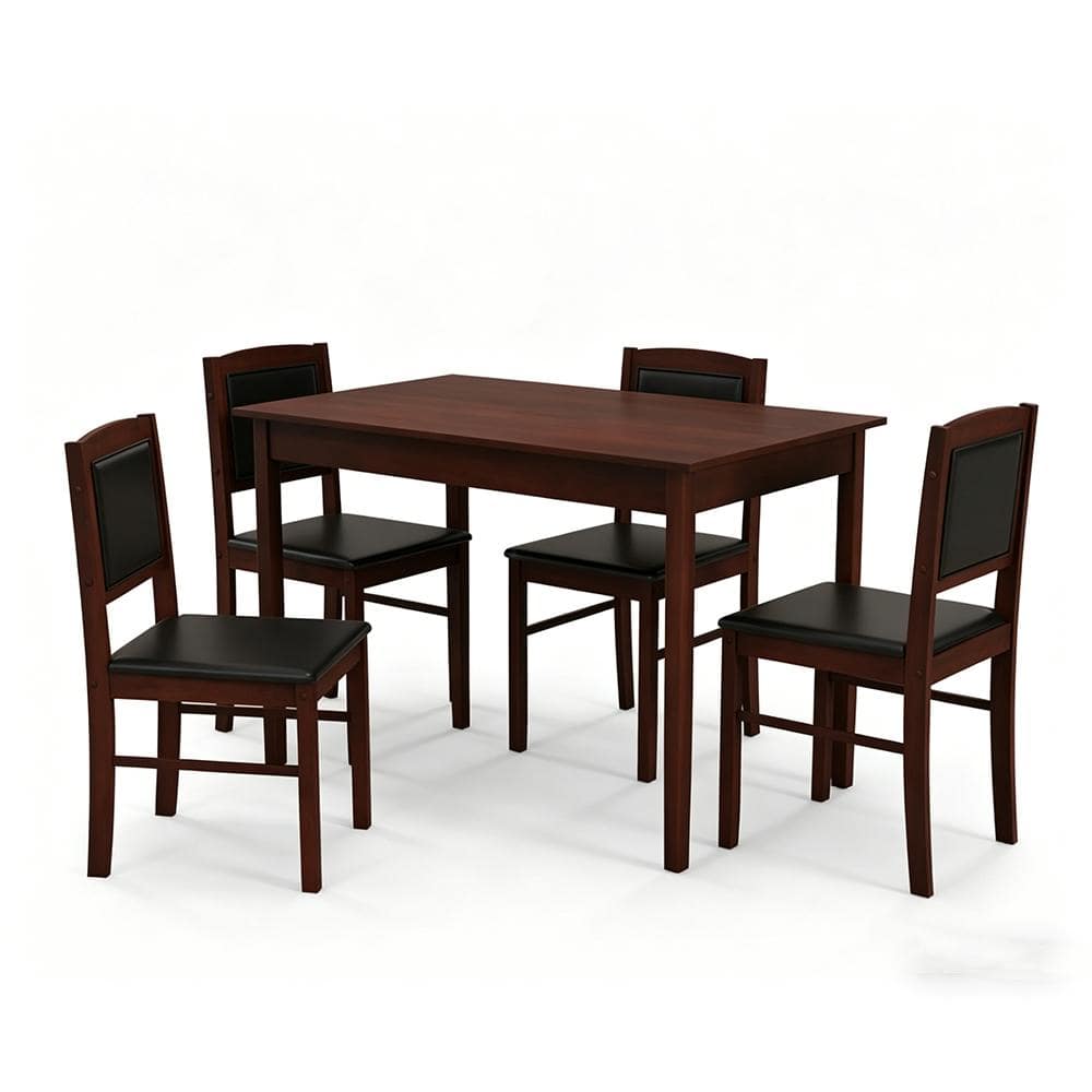 5-Piece Outdoor Wooden Dining Set with Rubber Wood Legs for Patio and Backyard, Brown Finish price history on PriceWatchPro