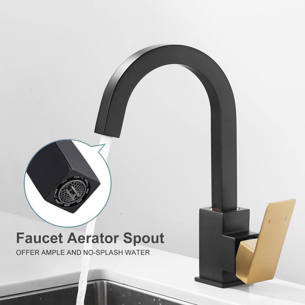 Black and Gold Stainless Steel Single Handle Bar Faucet