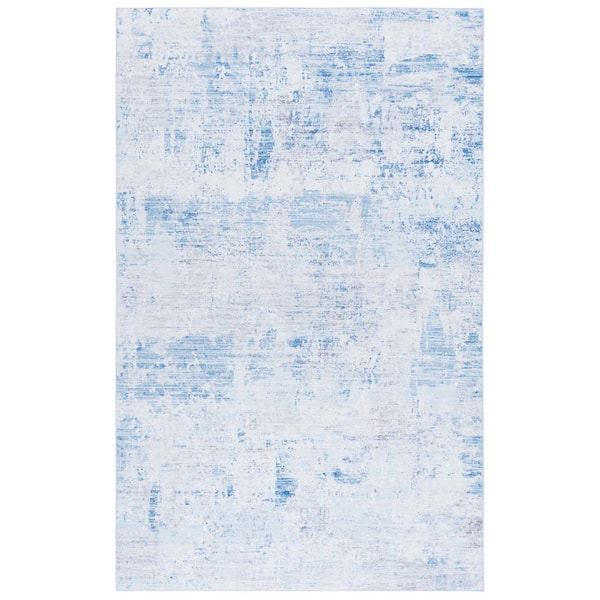 SAFAVIEH Tacoma Gray/Light Blue 9 ft. x 12 ft. Machine Washable Distressed Abstract Area Rug