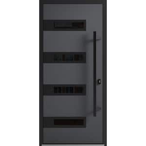 0131 36 in. x 80 in. Left-hand/Inswing Tinted Glass Grey Steel Prehung Front Door with Hardware