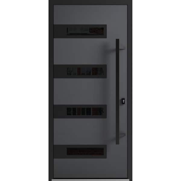 VDOMDOORS 0131 36 in. x 80 in. Left-hand/Inswing Tinted Glass Grey Steel Prehung Front Door with Hardware