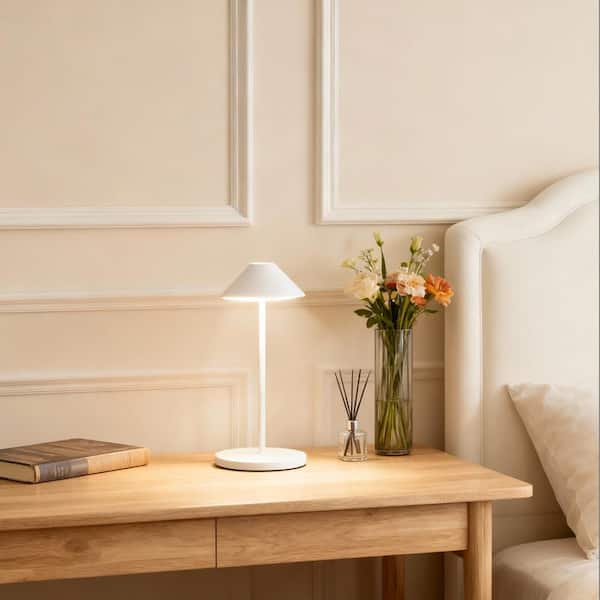 16" White Modern Table Lamps Cordless Smart Integrated Led Dimmable Waterproof Rechargeable Indoor&Outdoor Table Lamp