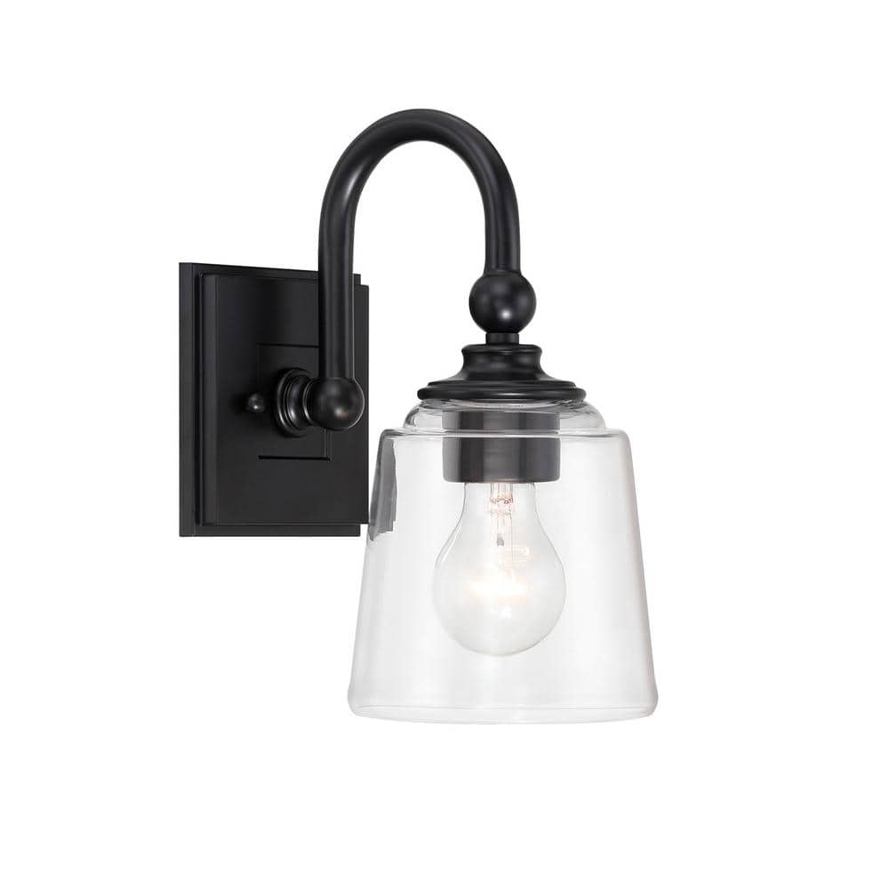 Antonia 5.5 in. 1-Light Coal Black Vanity Bath Light with Clear Glass Shade price history on PriceWatchPro