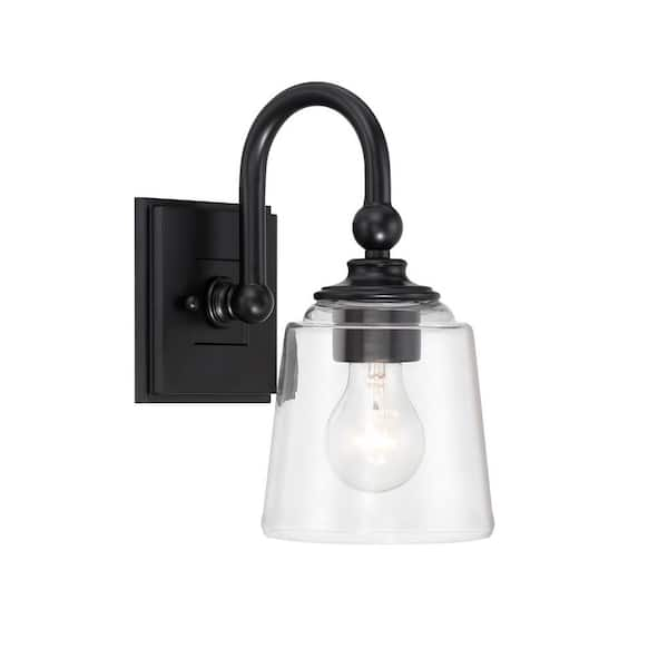 Minka Lavery Antonia 5.5 in. 1-Light Coal Black Vanity Bath Light with ...