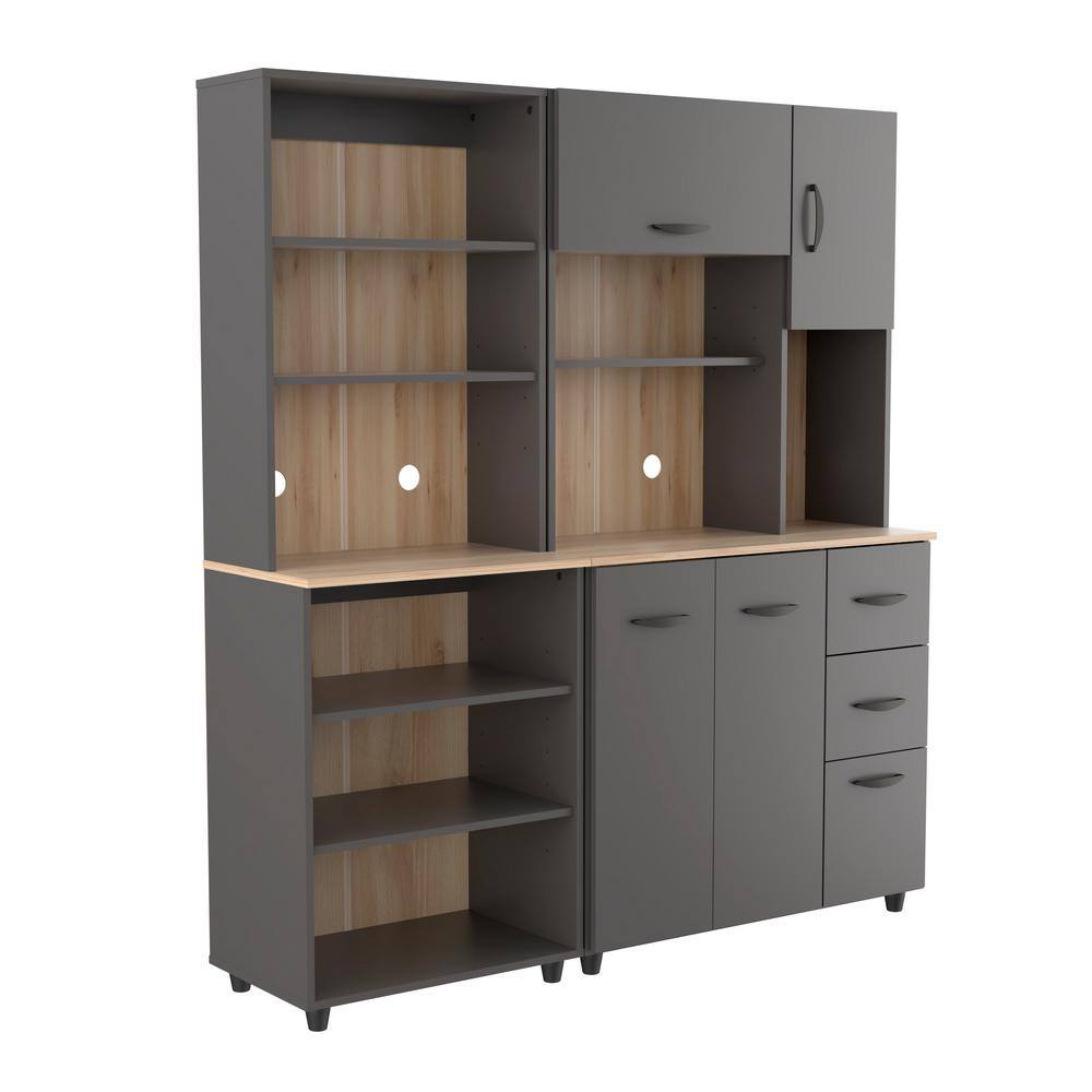 Freestanding Gray Utility Storage Cabinet with Adjustable Shelves
