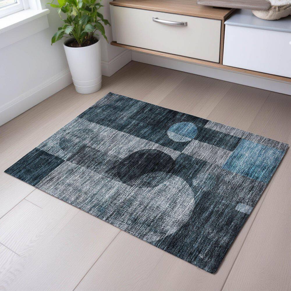 Mayfield Premium Machine Washable Abstract AMF1114 Teal 2 ft. x 3 ft. Area Rug price history on PriceWatchPro