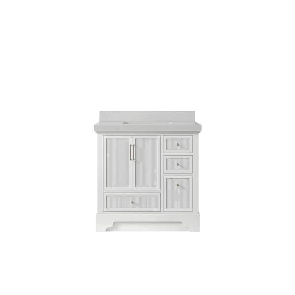 Willow Collections Alys 36 in. W x 22 in. D x 36 in. H Single Sink Bath Vanity Center in White with 2" Carrara Quartz Top