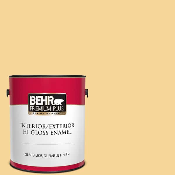 BEHR PREMIUM PLUS 1 gal. #350C-3 Applesauce Hi-Gloss Enamel Interior/Exterior Paint