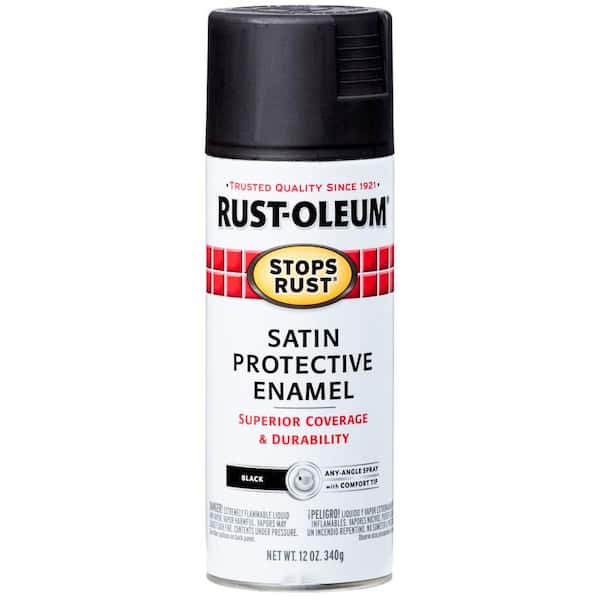 Rust Oleum Stops 12 Oz Protective Enamel Satin Black Spray Paint 7777830 - Rustoleum Engine Paint Colors