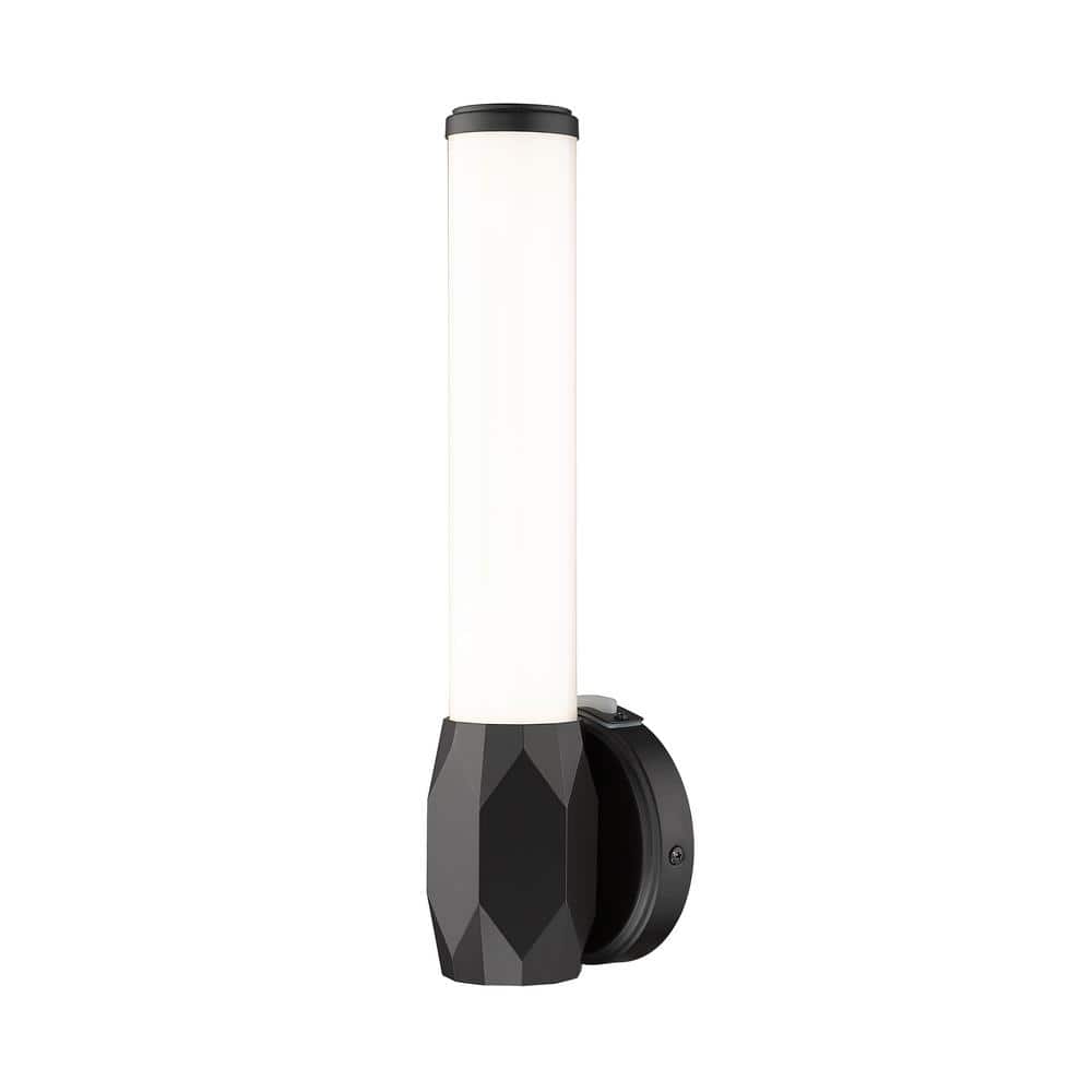 Cooper 4.75 in. 1-Light Matte Black Integrated LED Wall Sconce with Frosted