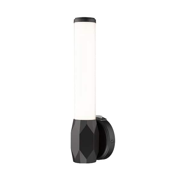 Unbranded Cooper 4.75 in. 1-Light Matte Black Integrated LED Wall Sconce with Frosted Plastic Shade