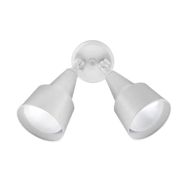 NICOR Double Cone 150-Watt White 2-Light Outdoor Flood Light with Adjustable Heads