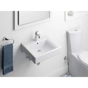 Soho Wall-Mount Vitreous China Bathroom Sink in White with Overflow Drain