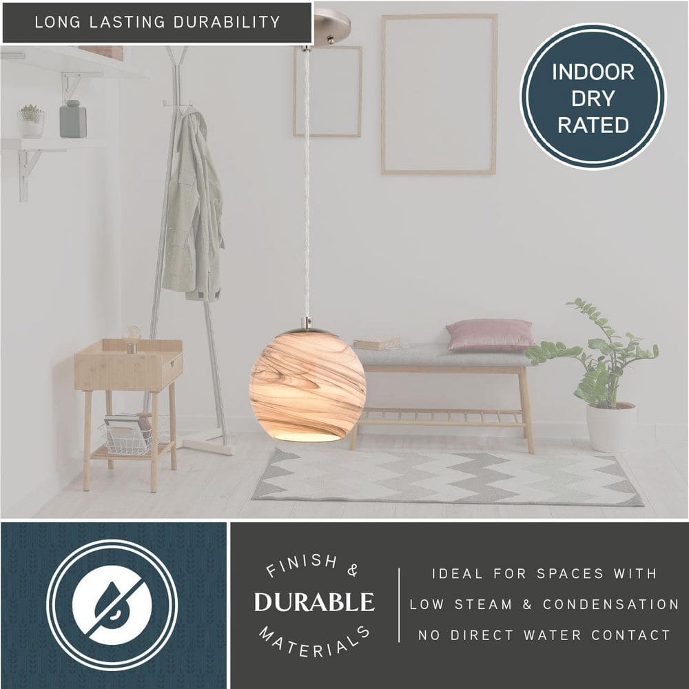 Milano Satin Nickel Mini Globe Pendant Light with Hand-Blown Glass