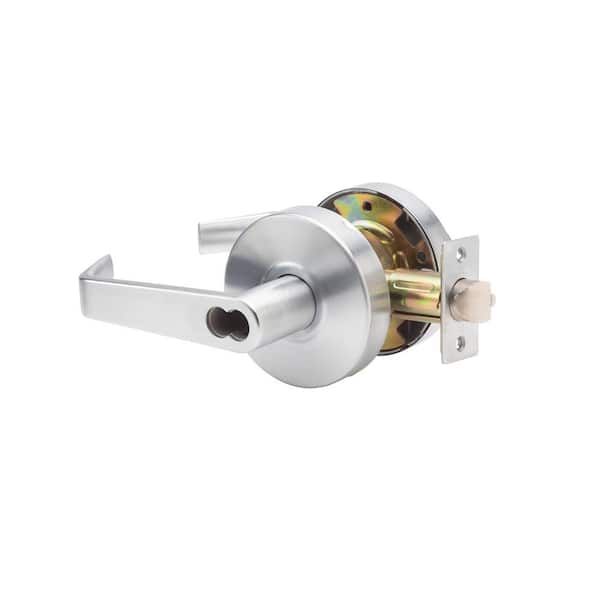 Taco LSV Saturn Series Standard Duty Brushed Chrome Grade 2 Commercial Classroom Door Lever/Handle with Lock and IC Core