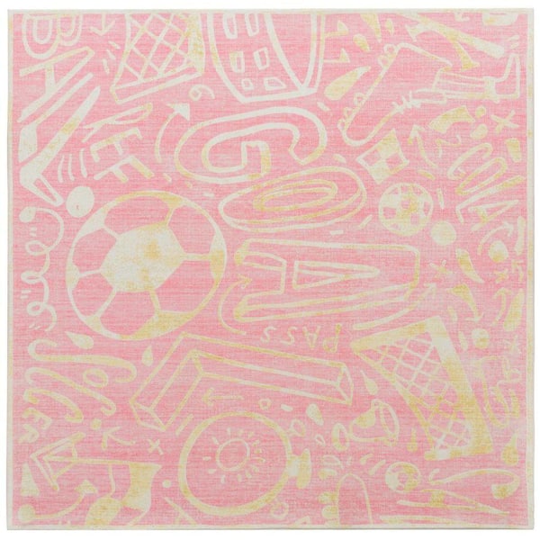 Sportsglyphs 6 ft. x 6  ft. Pink Western Area Rug