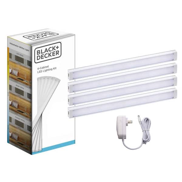 BLACK+DECKER 9 in. LED 4-Bar Tool-Free Under Cabinet Lighting Kit,  Adjustable White Light LEDUC9-4CCT - The Home Depot