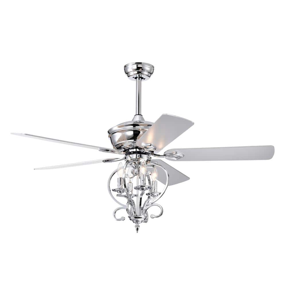 52 in. Smart Indoor Silver Ceiling Fan Lights with Remote Control