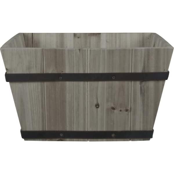 Pride Garden Products 14 in. Wood Gray-Wash Square Patio Planter