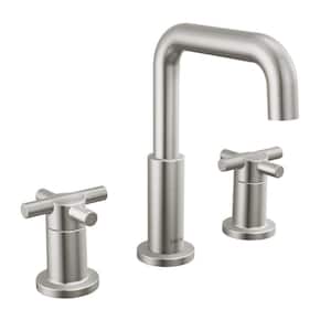 Nicoli 8 in. Widespread Double Handle Bathroom Faucet in Stainless Steel